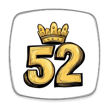 52 Nombre Couronne - Magnet carré - blanc - Devant