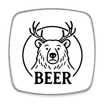 Bier - Viereckiger Kühlschrankmagnet - Weiß - Vorne