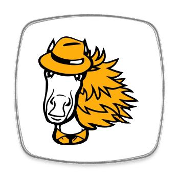 cheval homme chapeau costume cravate détective garçon cool - Magnet carré - blanc - Devant