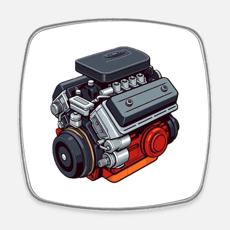 Thème moteur : Classique et puissance - Magnet carré - blanc
