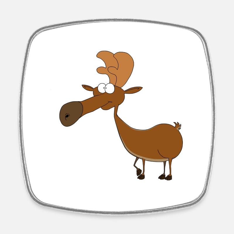 Funny Moose Comic in Color - Square fridge magnet - white