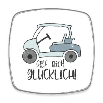 GOLF DICH GLÜCKLICH FÖHLICH GLÜCK CAR SPRUCH MOTIV - Viereckiger Kühlschrankmagnet - Weiß - Vorne
