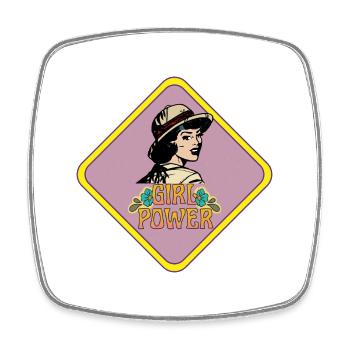 Girl power - Magnet carré - blanc - Devant