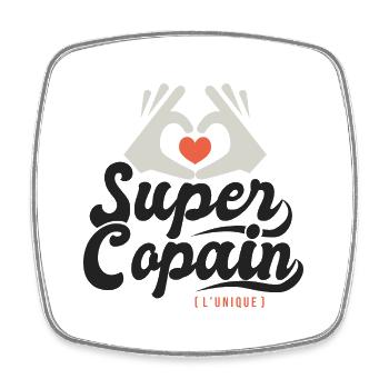 Super copain l unique cadeau copain ami - Magnet carré - blanc - Devant