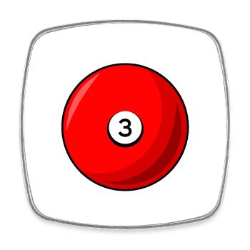 Billardkugel 3 rot Billard drei - Viereckiger Kühlschrankmagnet - Weiß - Vorne