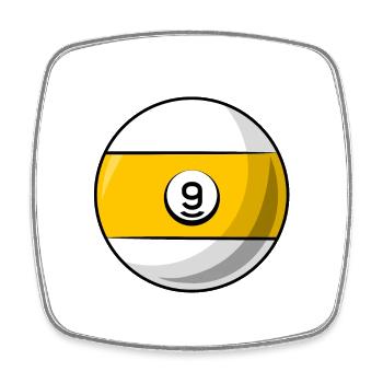 Billardkugel 9 gelb Billard neun - Viereckiger Kühlschrankmagnet - Weiß - Vorne