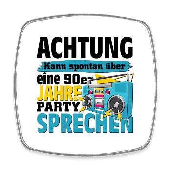 Kann spontan über eine 90er Jahre Party - Viereckiger Kühlschrankmagnet - Weiß - Vorne