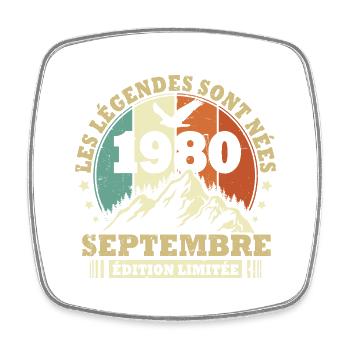 Vintage septembre 1980 vintage cadeau anniversaire - Magnet carré - blanc - Devant