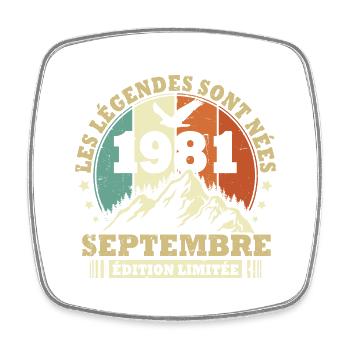 Vintage septembre 1981 vintage cadeau anniversaire - Magnet carré - blanc - Devant
