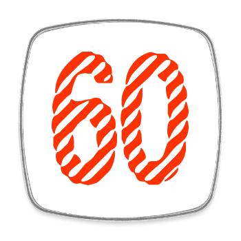 60. 60 YEARS. 60th ANNIVERSARY. 60TH BIRTHDAY. - Square fridge magnet - white - Front