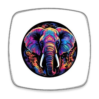 Elefant Neon Geschenk Wildtiere Fans Elfenbein - Viereckiger Kühlschrankmagnet - Weiß - Vorne