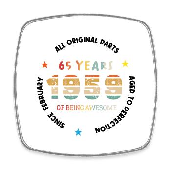 65 Years Old Made In 1959 Vintage February 1959 - Square fridge magnet - white - Front
