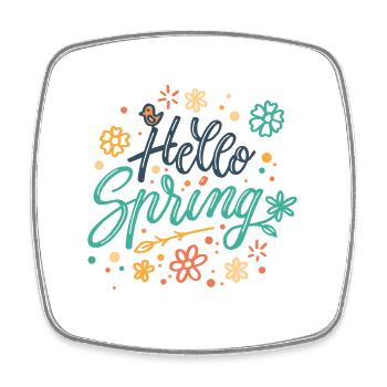 Hello Spring - Magnet carré - blanc - Devant