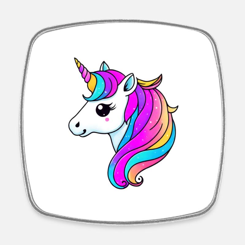 Licorne - Magnet carré - blanc