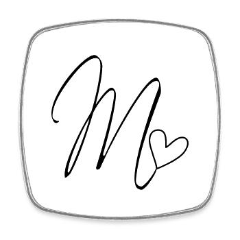 Buchstabe M Buchstabe-M Kalligrafie - Viereckiger Kühlschrankmagnet - Weiß - Vorne