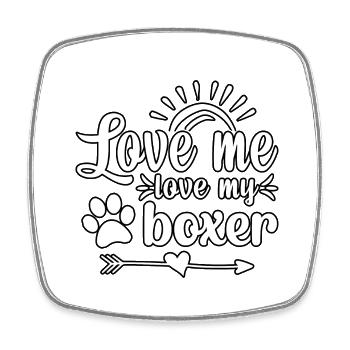 Love me love my Boxer - Square fridge magnet - white - Front