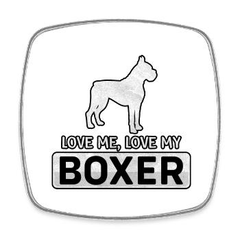Love me Love my Boxer - Square fridge magnet - white - Front