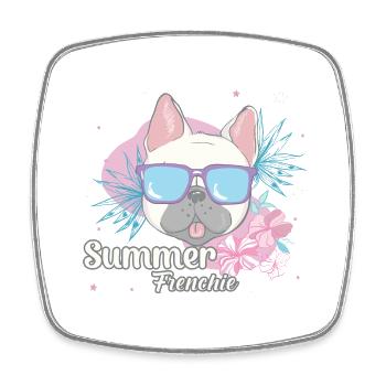 Summer Frenchie French Bulldog - Square fridge magnet - white - Front