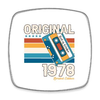 45. Geburtstag Mann Oktober Jahrgang 1978 Kassette - Viereckiger Kühlschrankmagnet - Weiß - Vorne