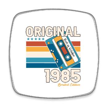 38th Birthday Husband October Vintage 1985 Cassette Tape - Square fridge magnet - white - Front