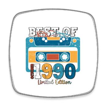 33e anniversaire mari octobre millésime 1990's cassette cassette - Magnet carré - blanc - Devant