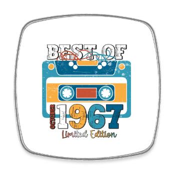 56e anniversaire mari octobre millésime 1967 cassette - Magnet carré - blanc - Devant