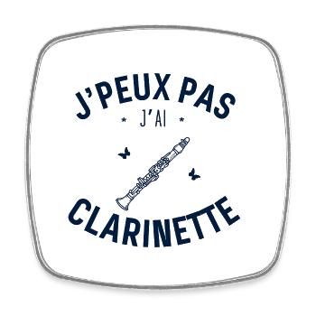 J'Peux pas j'ai Clarinette - Magnet carré - blanc - Devant