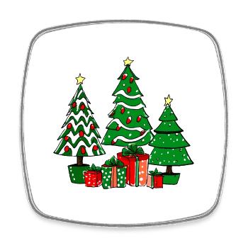 Sapins et cadeaux de Noël - Magnet carré - blanc - Devant