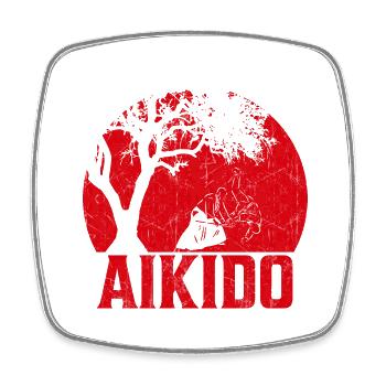 Aikido - Viereckiger Kühlschrankmagnet - Weiß - Vorne