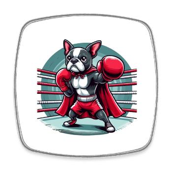 Boxe canine - Magnet carré - blanc - Devant
