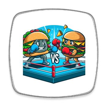 Hamburger de boxe - Magnet carré - blanc - Devant
