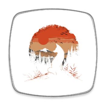 Tête de renard forêt animaux nature arbres bébé renard - Magnet carré - blanc - Devant