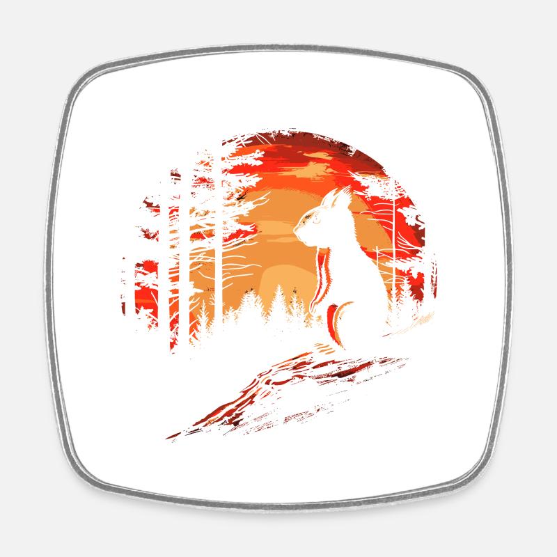Écureuil Forêt Arbre Écureuil Écureuil - Magnet carré - blanc