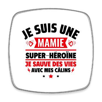 Cadeau pour grand-mère : Mamie super-héroïne - Magnet carré - blanc - Devant