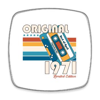 Cassette 55ème Anniversaire Légende Avril Vintage 71 - Magnet carré - blanc - Devant