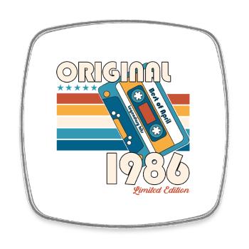 40ème anniversaire cadeau mari cassette avril 1986 - Magnet carré - blanc - Devant