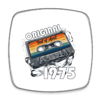Cassette 50ème Anniversaire Avril Vintage 1975 - Magnet carré - blanc - Devant