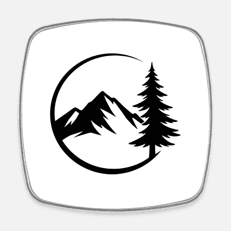 Bergwald Silhouette - Viereckiger Kühlschrankmagnet - Weiß
