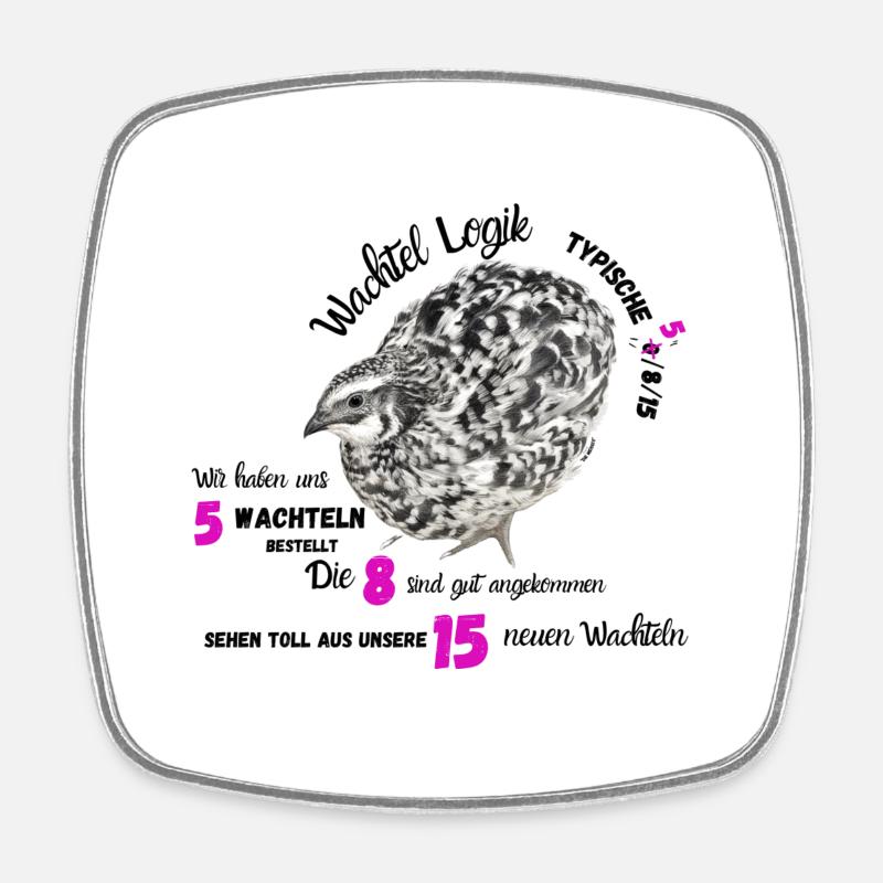 Quail - with neon numbers - Square fridge magnet - white