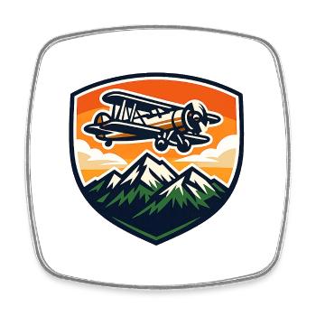 Vintage Flugzeug über Berglandschaft - Viereckiger Kühlschrankmagnet - Weiß - Vorne