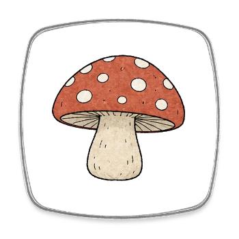 PETITS ACTIVISTES | Champignon - Magnet carré - blanc - Devant