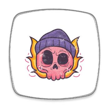 SKULL COMIC HIPSTER HELL SHIRT MOTIF CADEAU - Magnet carré - blanc - Devant