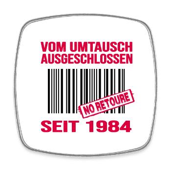 geburtstag 1984 jubiläum barcode no retoure - Viereckiger Kühlschrankmagnet - Weiß - Vorne