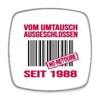 1988 geburtstag 34 jahre barcode no retoure - Viereckiger Kühlschrankmagnet - Weiß - Vorne