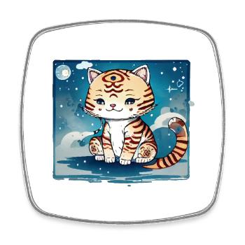 A cat design that couldn't be sweeter. - Square fridge magnet - white - Front