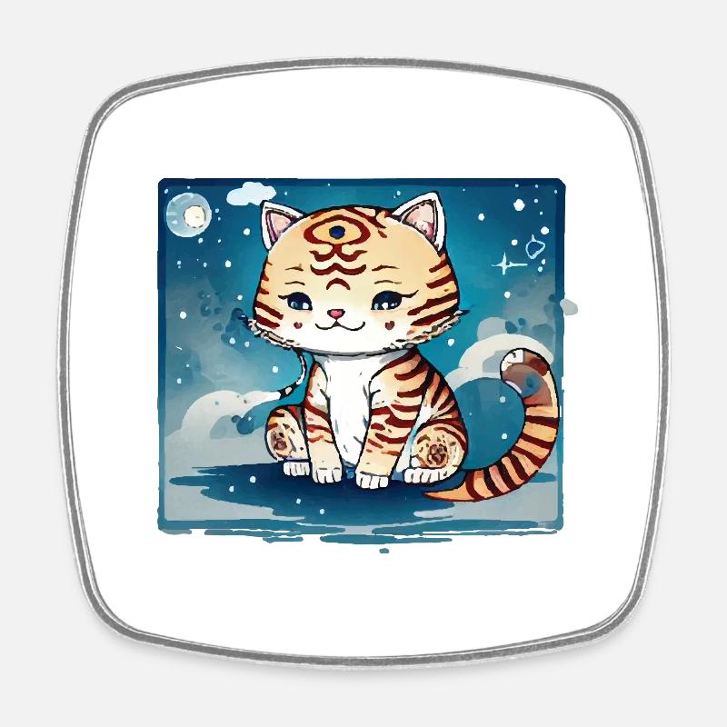 A cat design that couldn't be sweeter. - Square fridge magnet - white