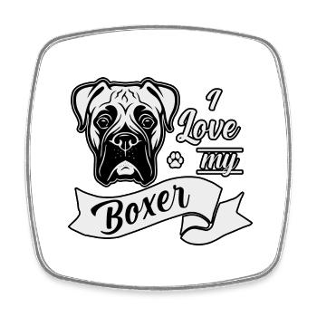 I love my Boxer - Square fridge magnet - white - Front