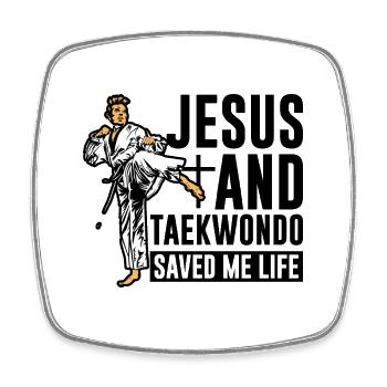 Jesus and Taekwondo saved me life - Viereckiger Kühlschrankmagnet - Weiß - Vorne