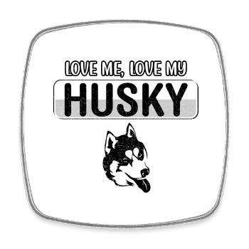 Aime-moi Aime mon Husky - Magnet carré - blanc - Devant
