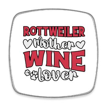 Rottweiler mother wine lover - Viereckiger Kühlschrankmagnet - Weiß - Vorne